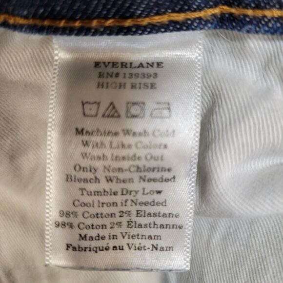 Everlane Cropped Straight Leg Jeans Size 26 Tall Dark Wash Raw Hem 27" Waist - Picture 11 of 11